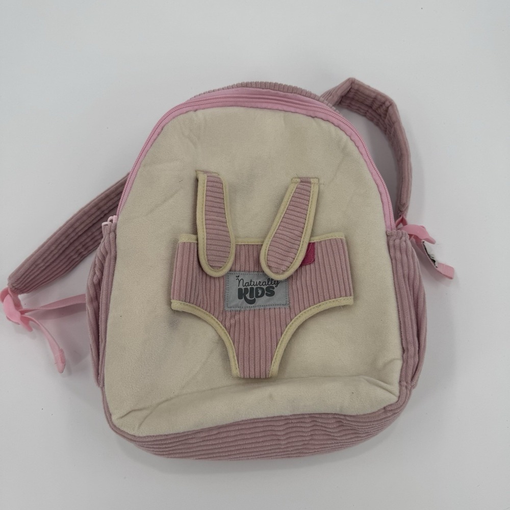 Naturally Kids Girls Pink Corduroy Bunny Rabbit Backpack Toddler Preschool Bag